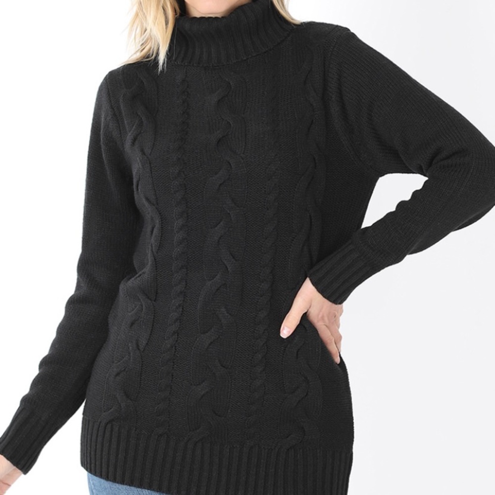 Zenana cowl turtle neck black sweater new